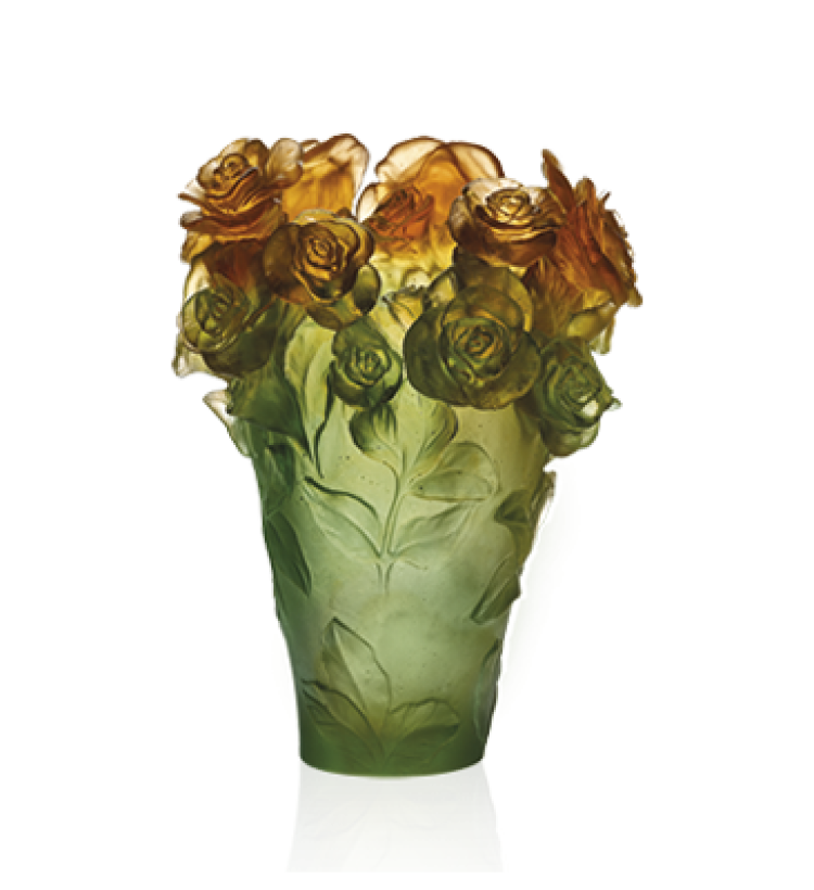 Green & orange vase Rose Passion