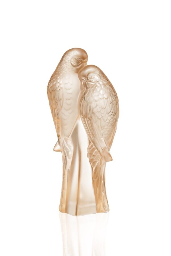 2 PARAKEETS FIGURE GOLD LUSTER