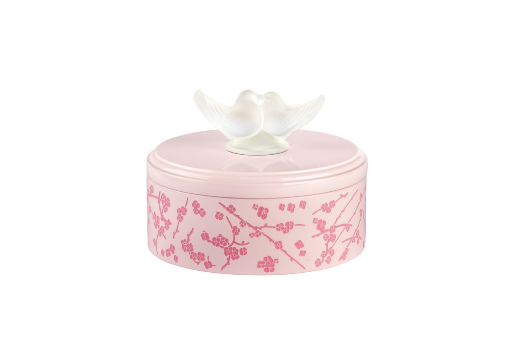 PINK LACQUER WOOD BOX SS FLEURS DE CERISIER