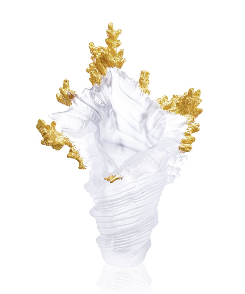 MER DE CORAIL VASE GM WHITE GILDED