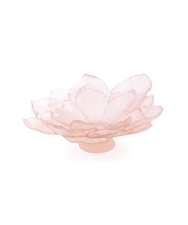 Large Rose Camelia Bowl, a delicate creation in Daum crystal, elegantly capturing and refracting light.