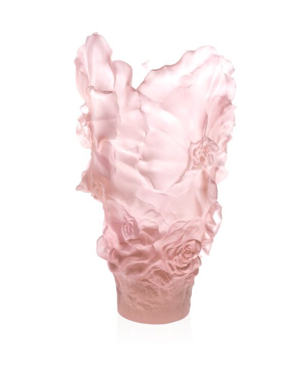 Magnum Rose Camelia Vase, a crystal depiction of floral finesse, exuding radiant and refined beauty.