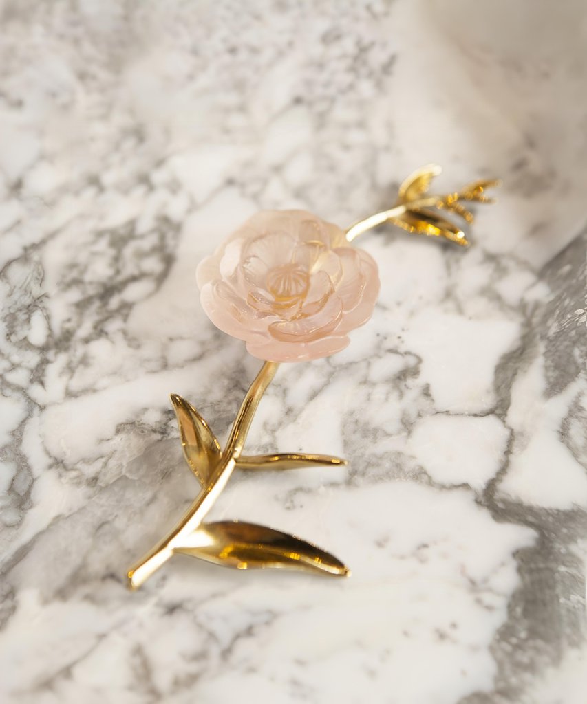 Camellia Ornamental Flower, a delicate crystal adornment, capturing the brilliance of natural light. - Image 2