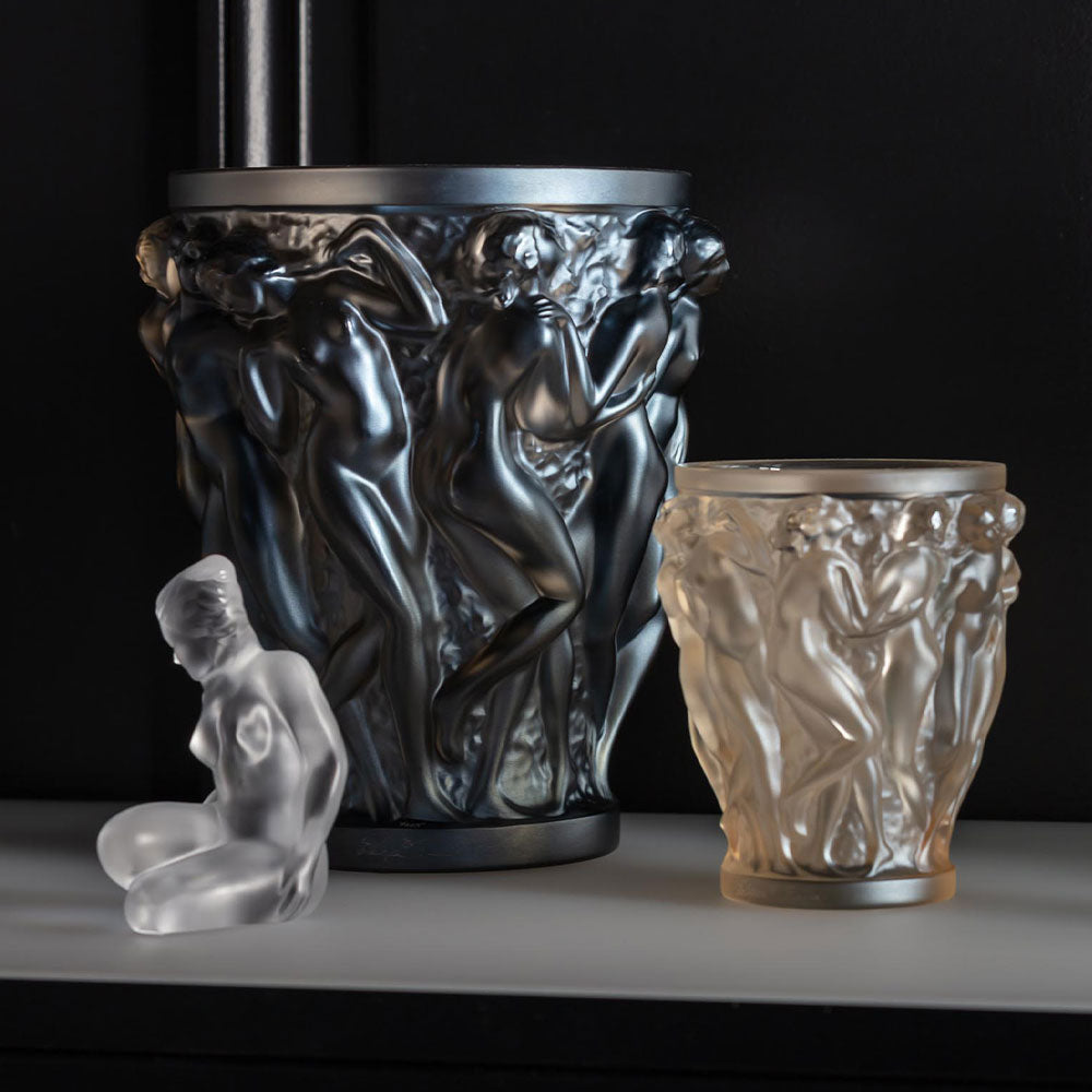 Lalique Bacchantes vase, noir